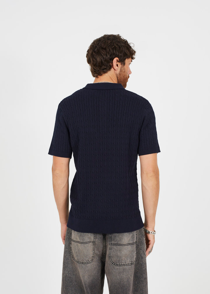 BRANDED KNITTED SHORT SLEEVE POLO SHIRT