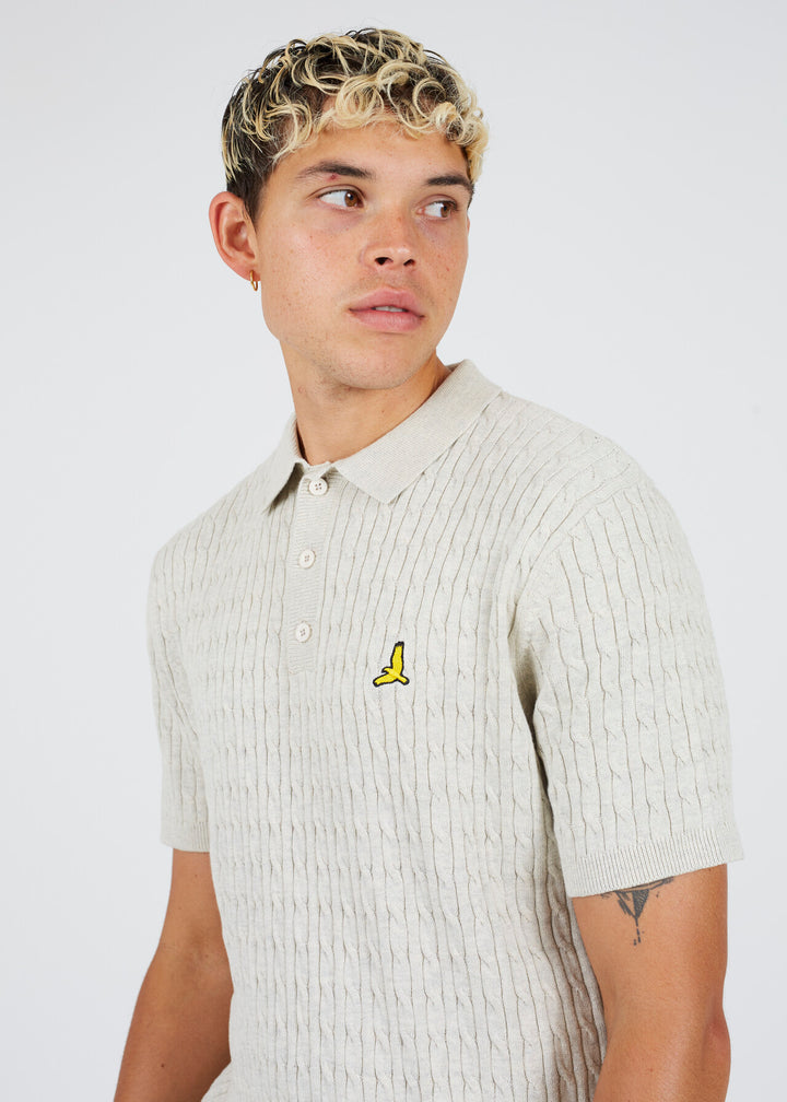 BRANDED KNITTED SHORT SLEEVE POLO SHIRT
