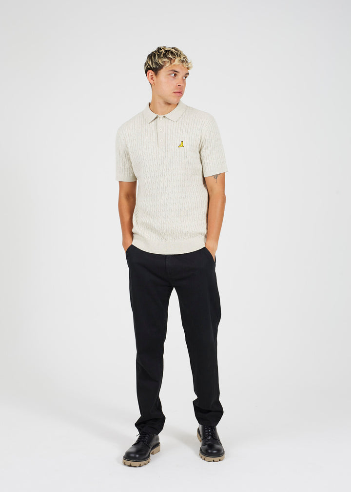 BRANDED KNITTED SHORT SLEEVE POLO SHIRT