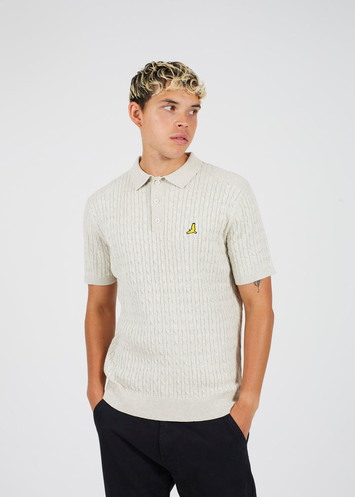 BRANDED KNITTED SHORT SLEEVE POLO SHIRT