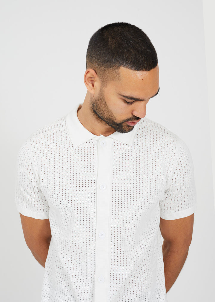 KNITTED BUTTON DOWN POLO NECK