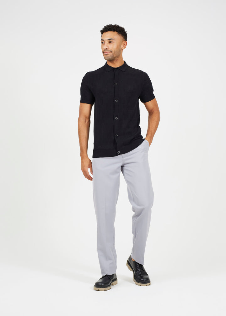 KNITTED BUTTON DOWN POLO NECK