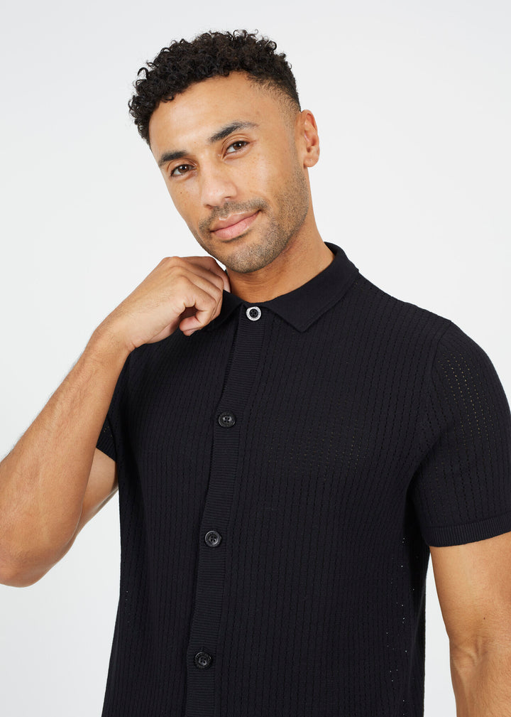 KNITTED BUTTON DOWN POLO NECK