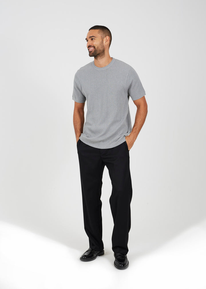 KNITTED T-SHIRT, MIDNIGHT NAVY AND SILVER GREY MARL