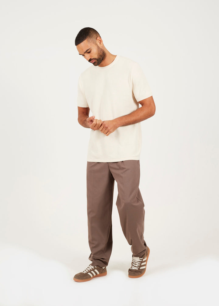 KNITTED T-SHIRT, LIGHT GREEN AND CREAM