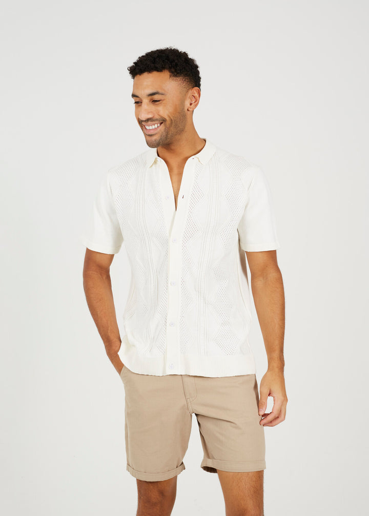 CUTOUT PATTERN KNITTED POLO SHIRT