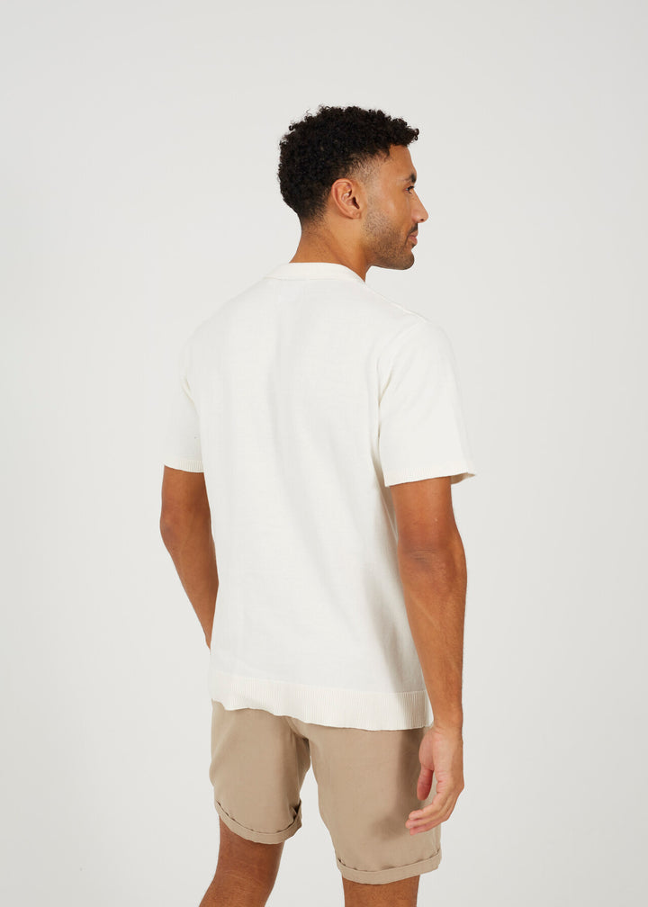 CUTOUT PATTERN KNITTED POLO SHIRT
