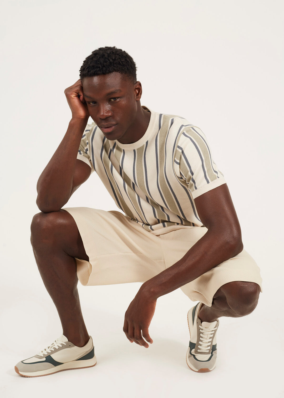 STRIPED KNITTED T-SHIRT