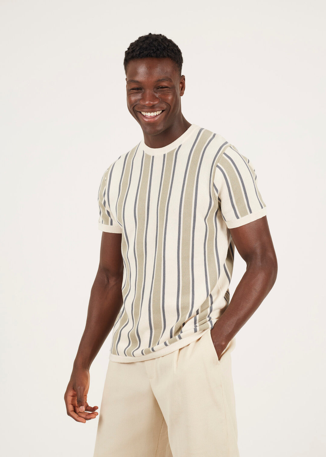 STRIPED KNITTED T-SHIRT