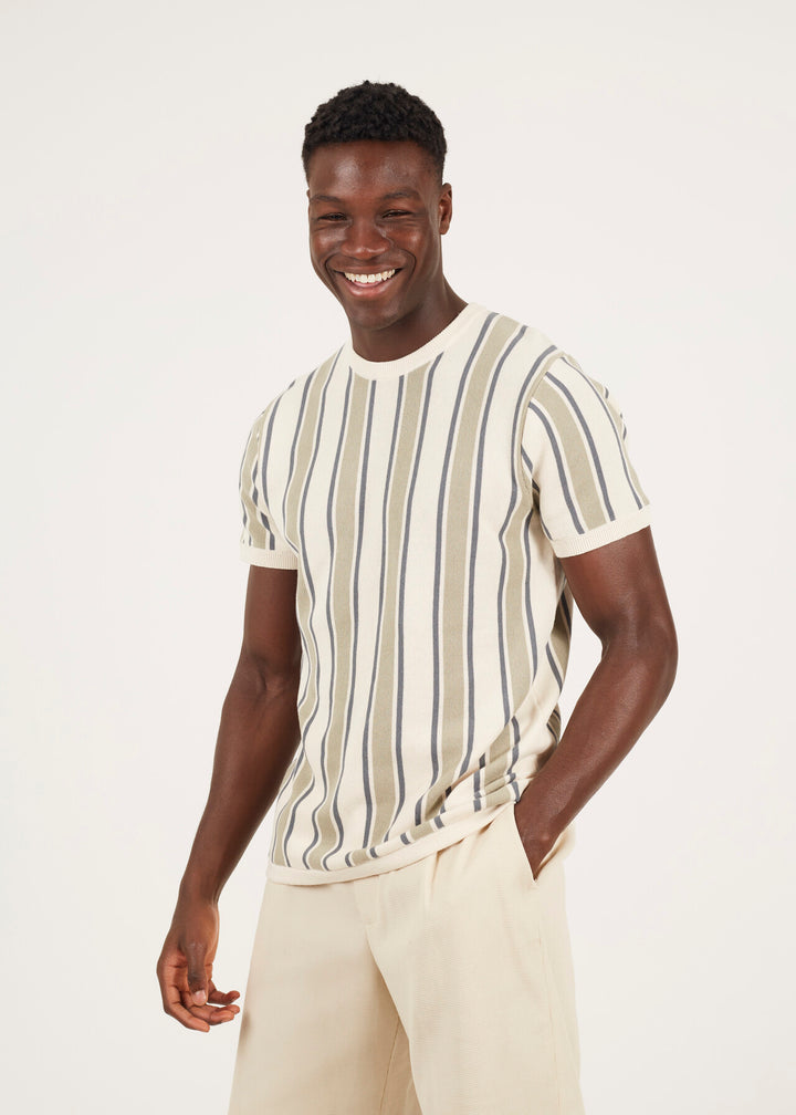 STRIPED KNITTED T-SHIRT