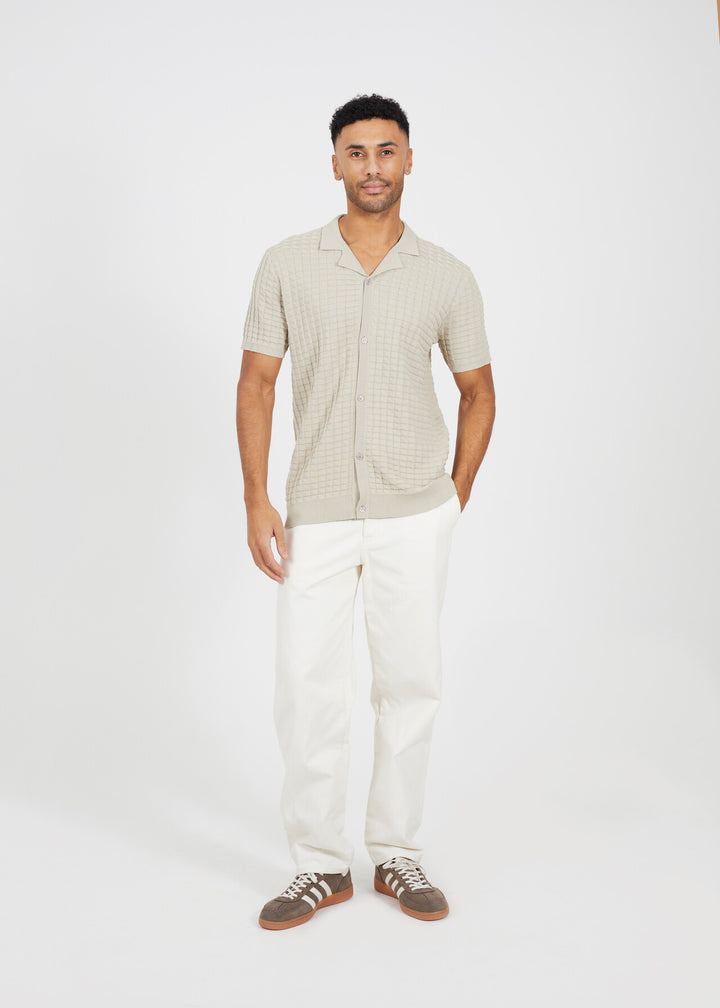 JACQUARD TEXTURED KNITTED SHIRT