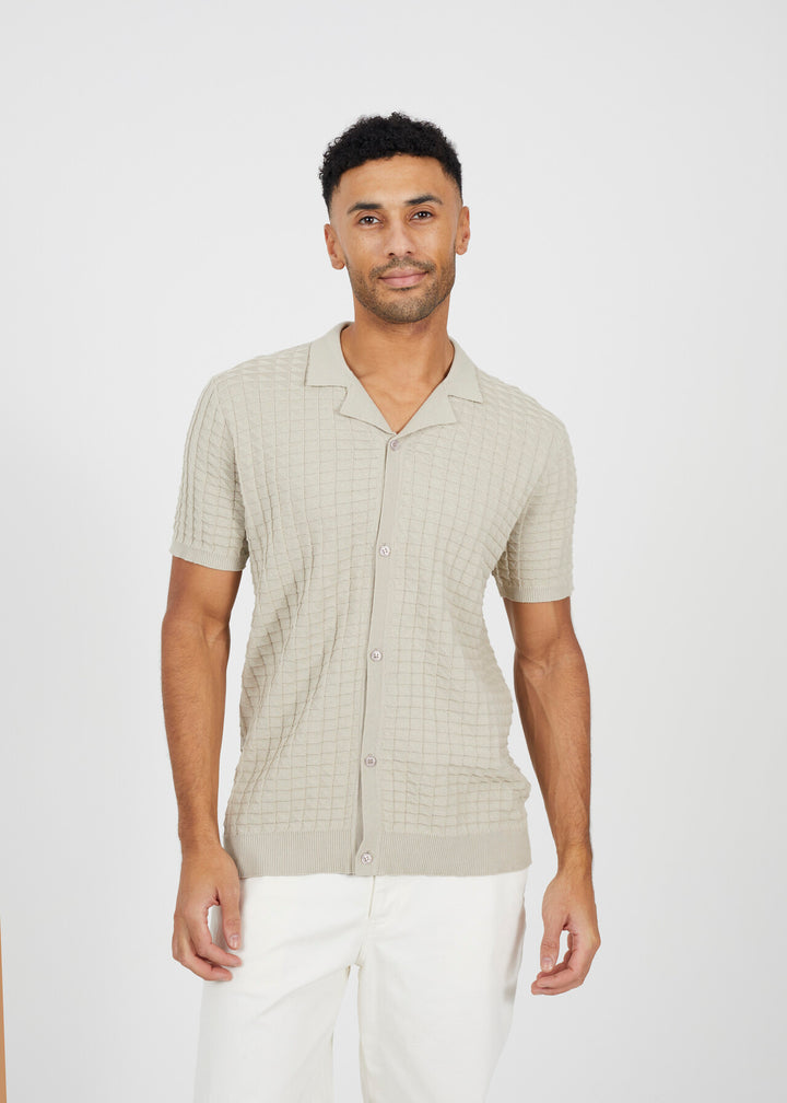 JACQUARD TEXTURED KNITTED SHIRT