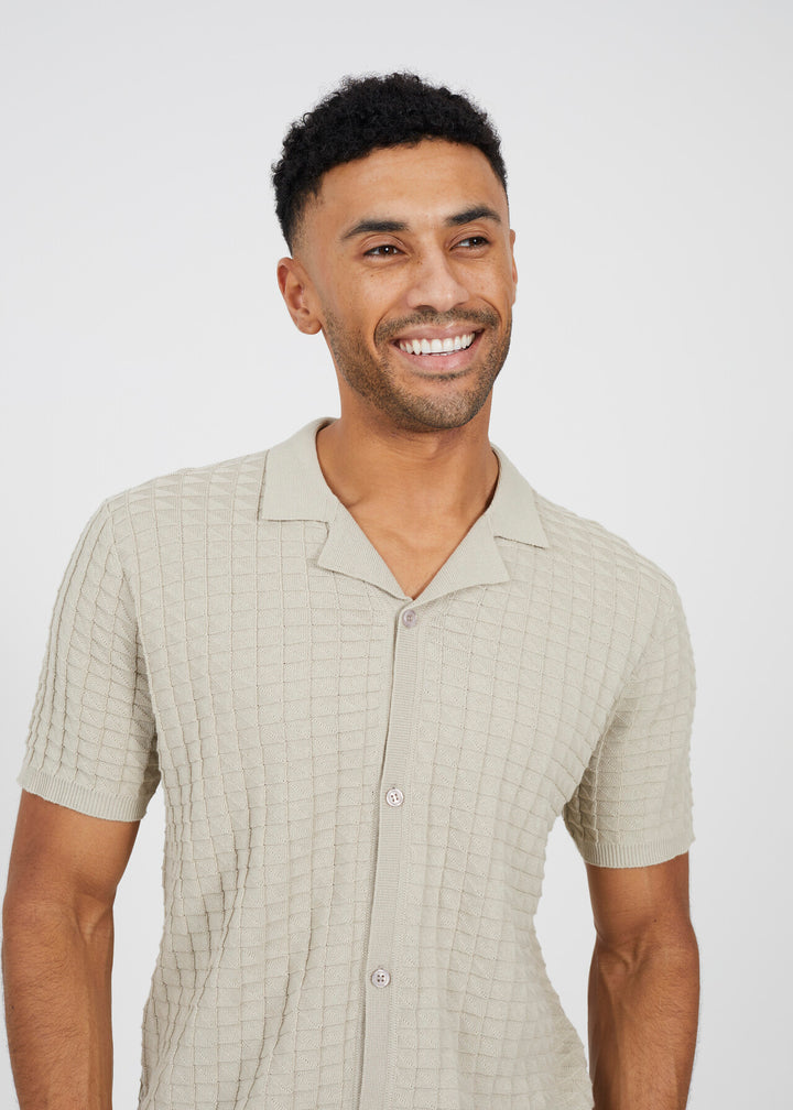 JACQUARD TEXTURED KNITTED SHIRT