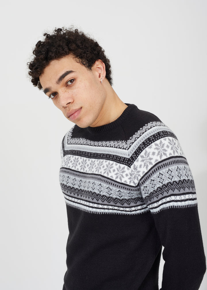 RAGLAN SLEEVE CREW NECK JUMPER WITH FAIRSILE PATTERN