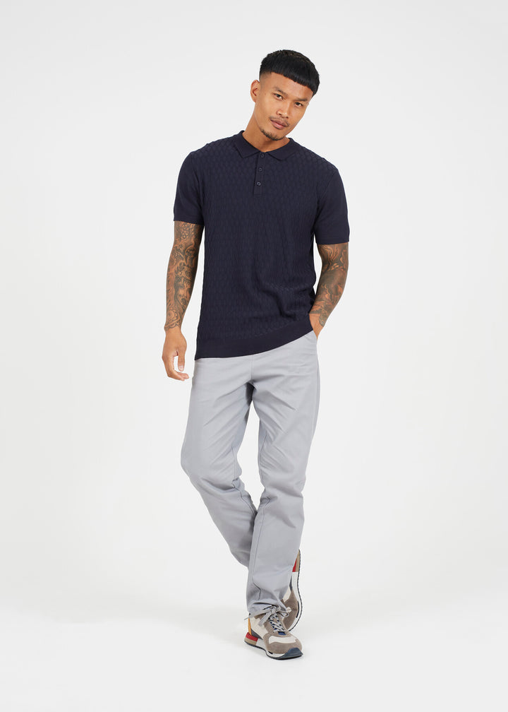 JACQUARD KNITTED POLO SHIRT, MIDNIGHT NAVY