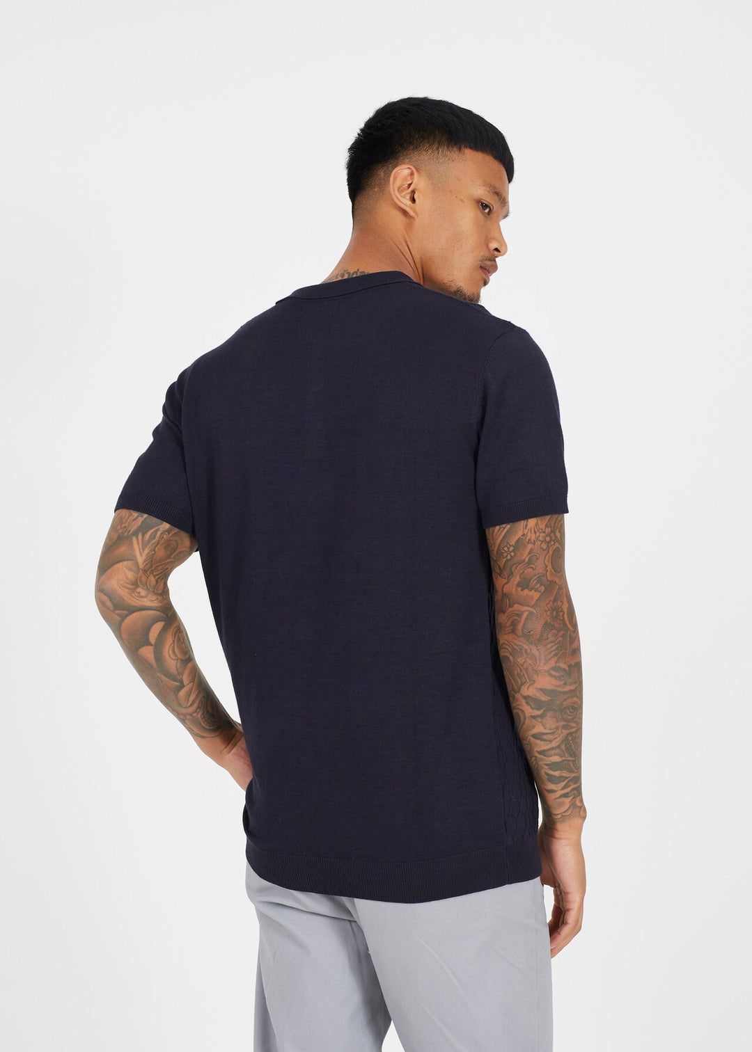JACQUARD KNITTED POLO SHIRT, MIDNIGHT NAVY