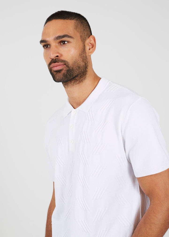 JACQUARD KNITTED POLO SHIRT, VINTAGE WHITE