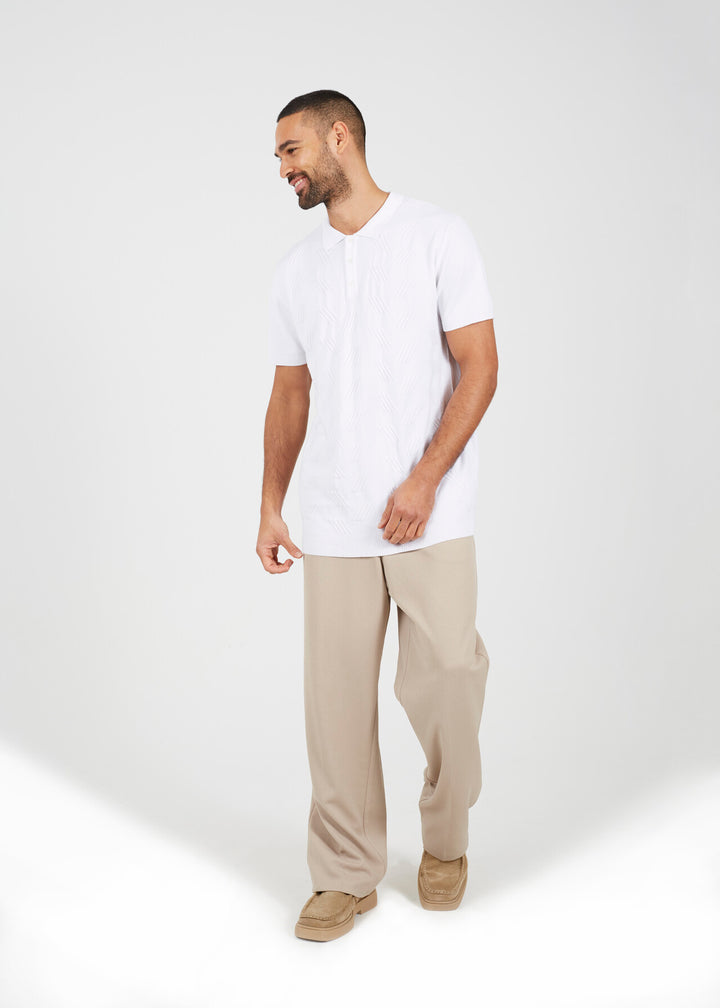 JACQUARD KNITTED POLO SHIRT, VINTAGE WHITE