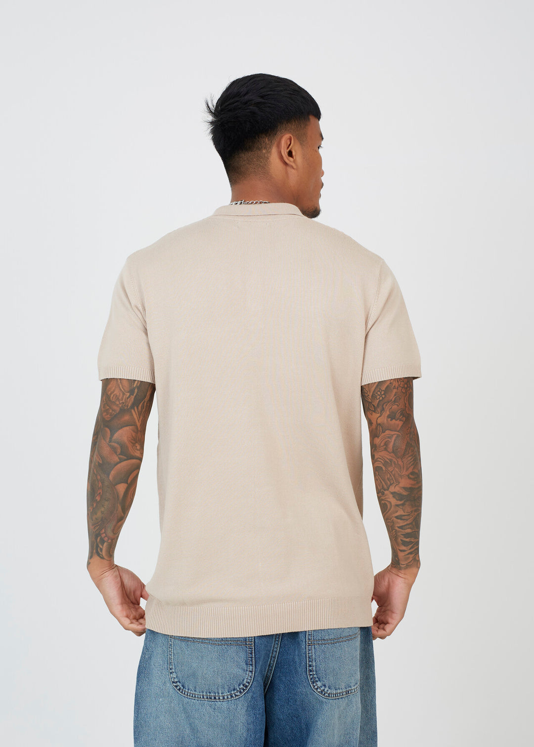 TEXTURED SHORT SLEEVE COLLARED POLO SHIRT