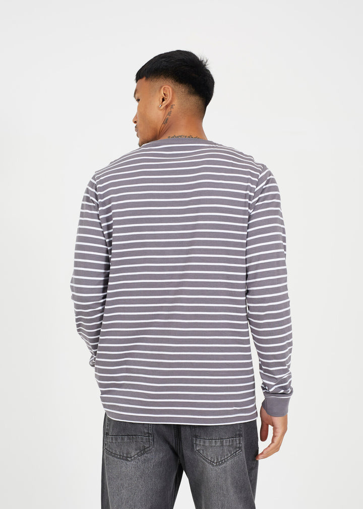 STRIPED CREW NECK LONG SLEEVE TOP