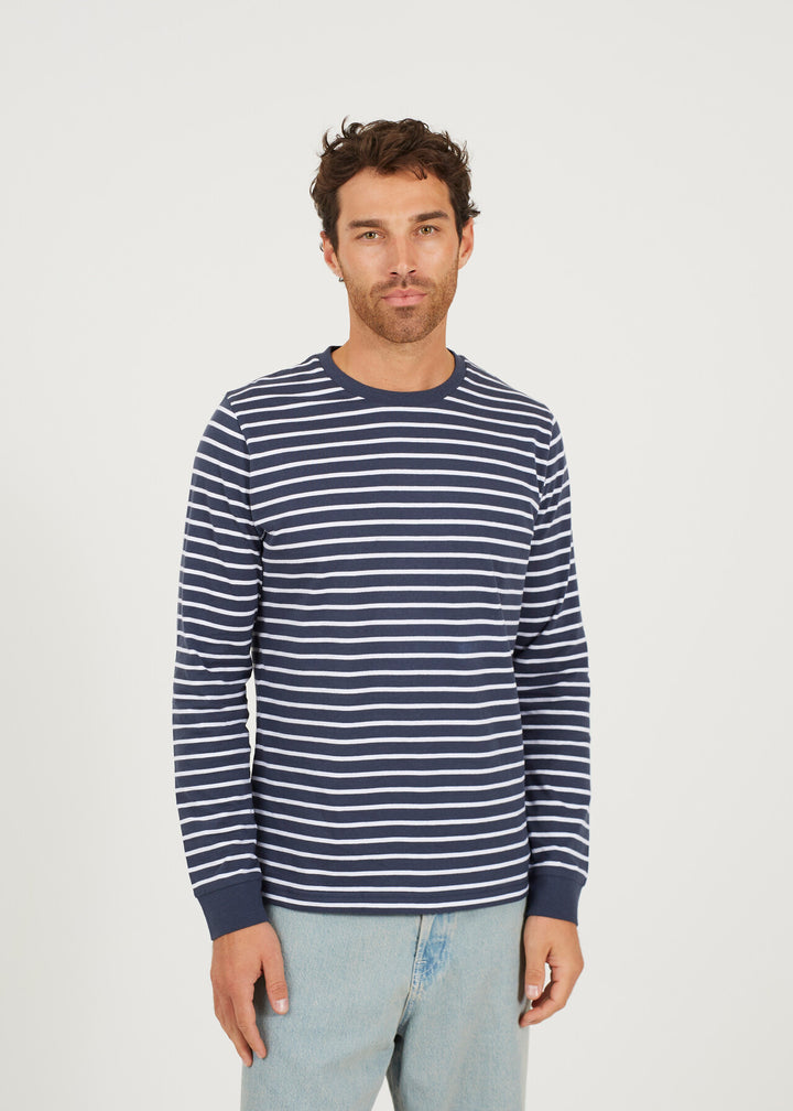 STRIPED CREW NECK LONG SLEEVE TOP