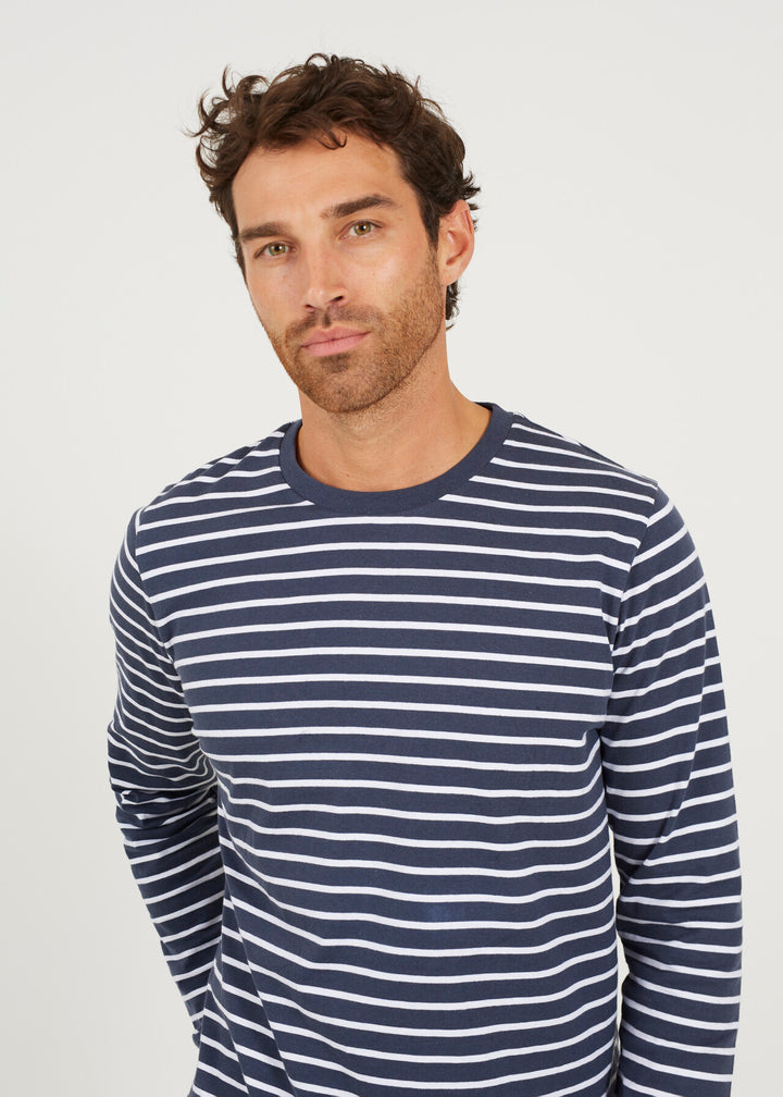 STRIPED CREW NECK LONG SLEEVE TOP