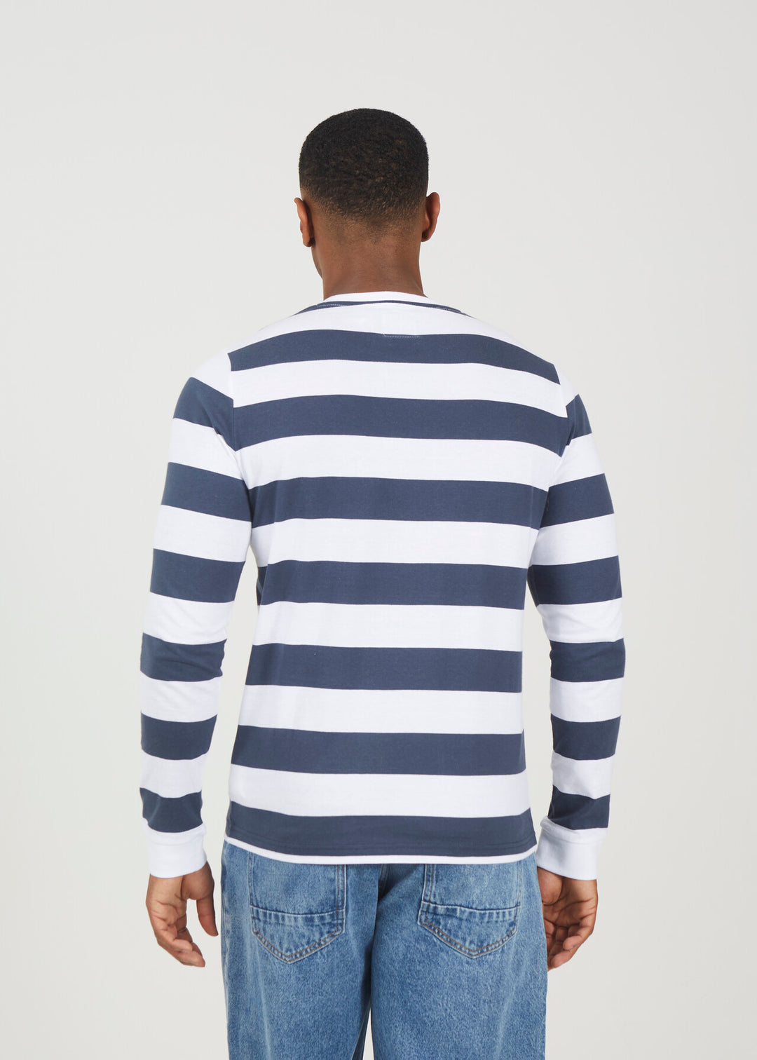 WIDE STRIPED LONG SLEEVED JERSEY TOP