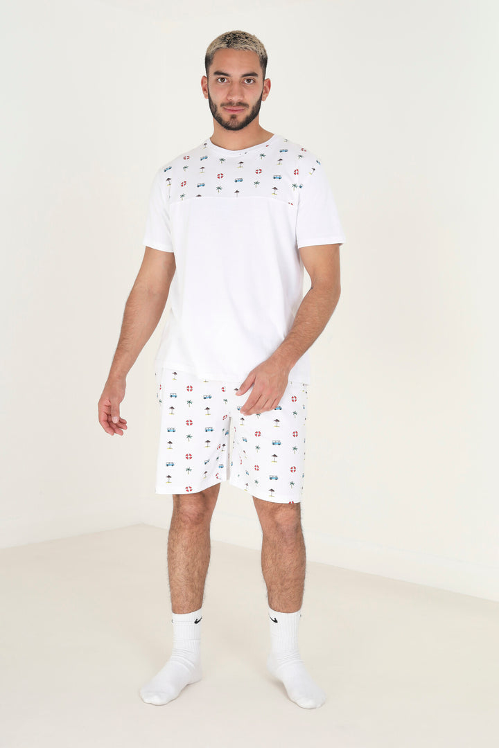 SUMMER HOLIDAY PRINT WHITE LOUNGEWEAR SET