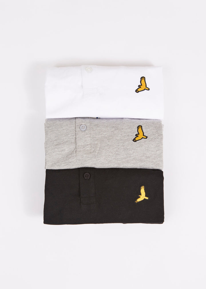 MULTIPACK BIRD EMBROIDERED 3 BUTTON T-SHIRT
