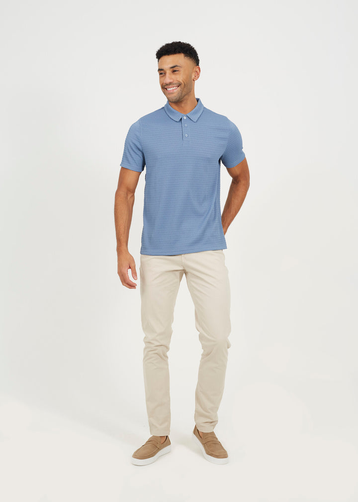 JACQUARD COLLARED POLO SHIRT, LIGHT BLUE