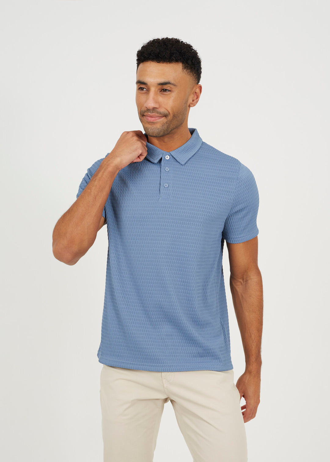 JACQUARD COLLARED POLO SHIRT, LIGHT BLUE