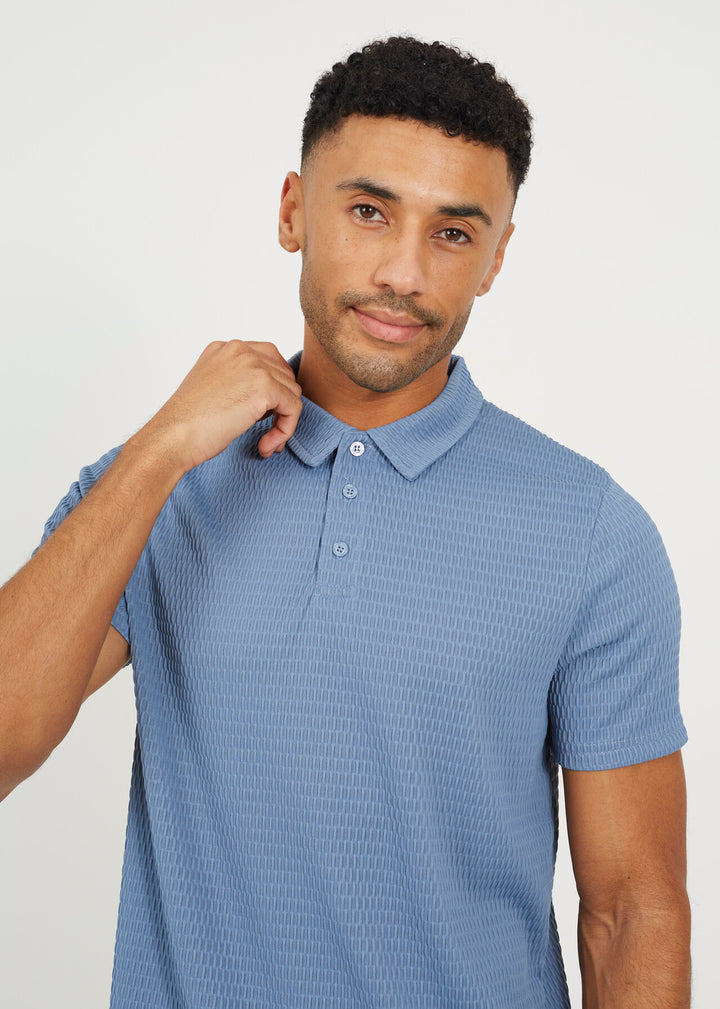 JACQUARD COLLARED POLO SHIRT, LIGHT BLUE