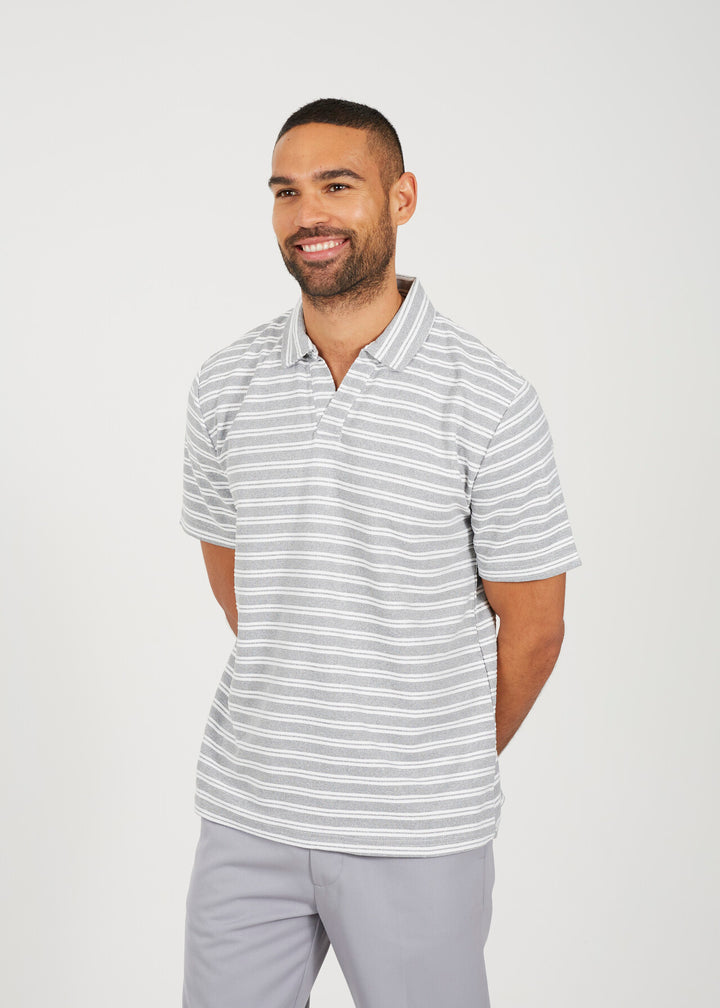 ALL OVER STRIPE COLLARED POLO SHIRT