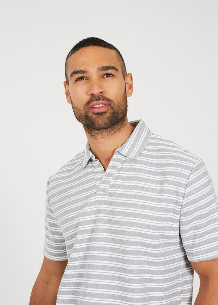 ALL OVER STRIPE COLLARED POLO SHIRT