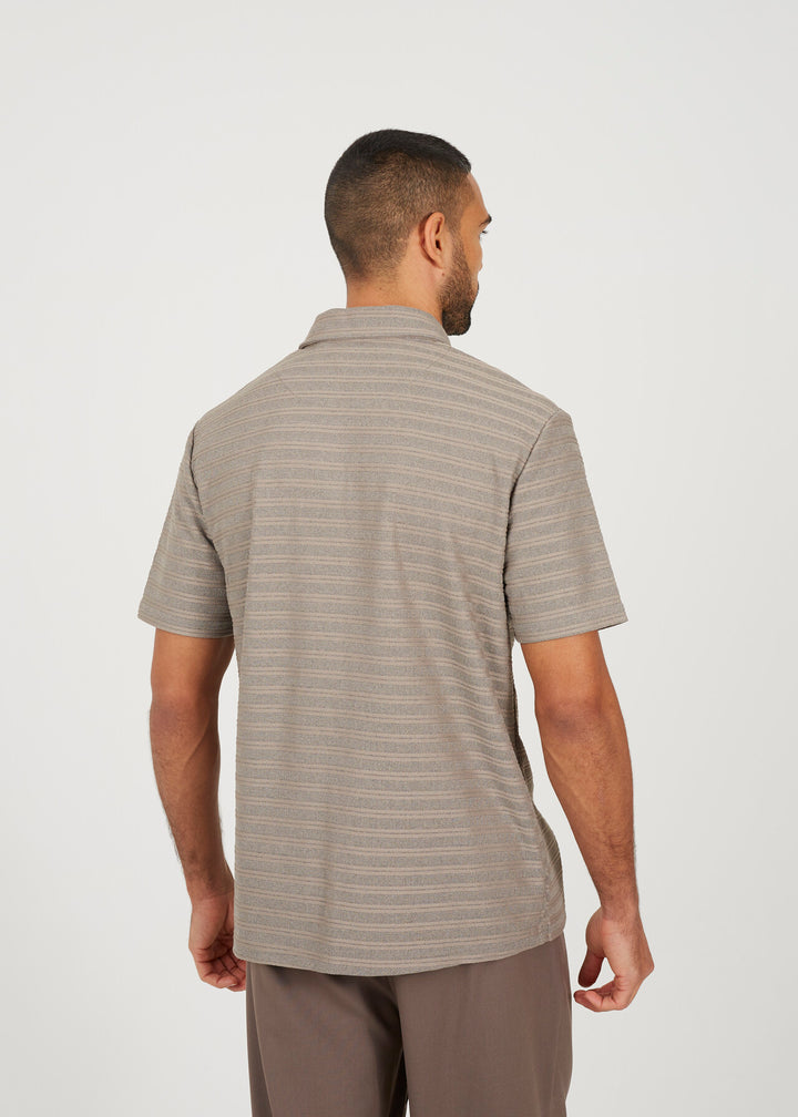 ALL OVER STRIPE COLLARED POLO SHIRT