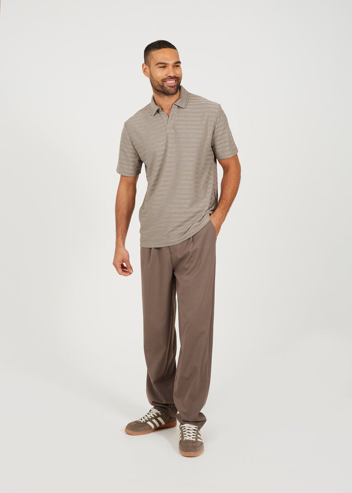 ALL OVER STRIPE COLLARED POLO SHIRT