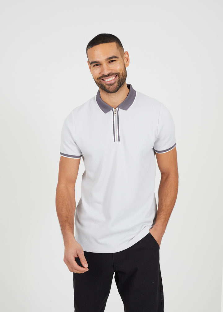 CONTRAST ZIP POLO SHIRT