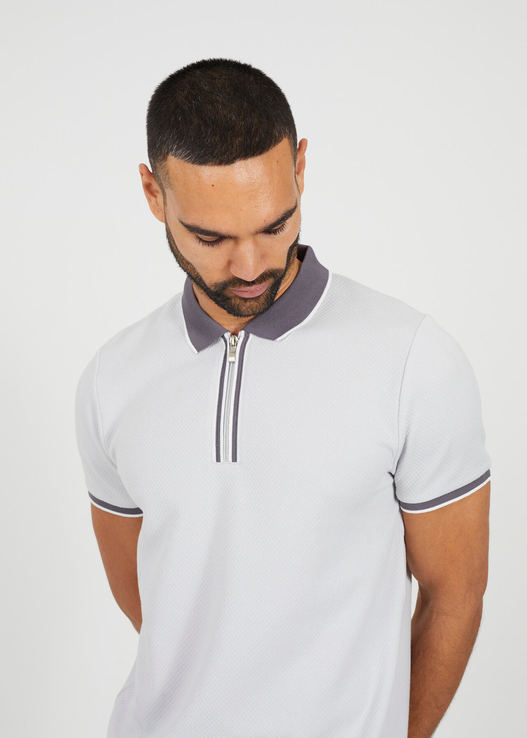 CONTRAST ZIP POLO SHIRT