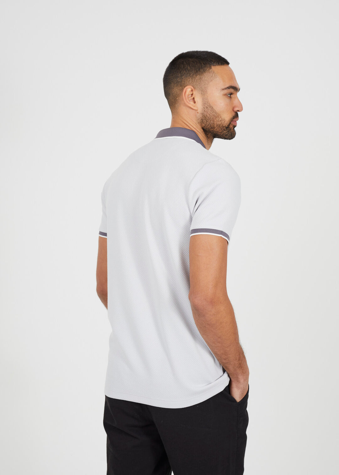 CONTRAST ZIP POLO SHIRT