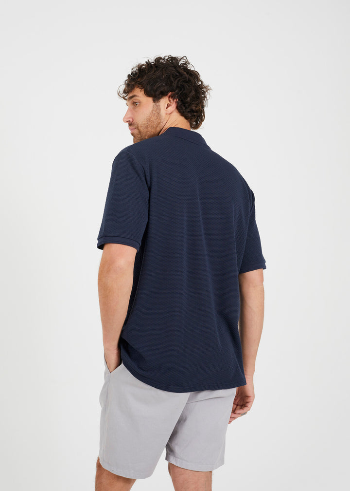 EMBROIDERED BIRD V-NECK POLO SHIRT