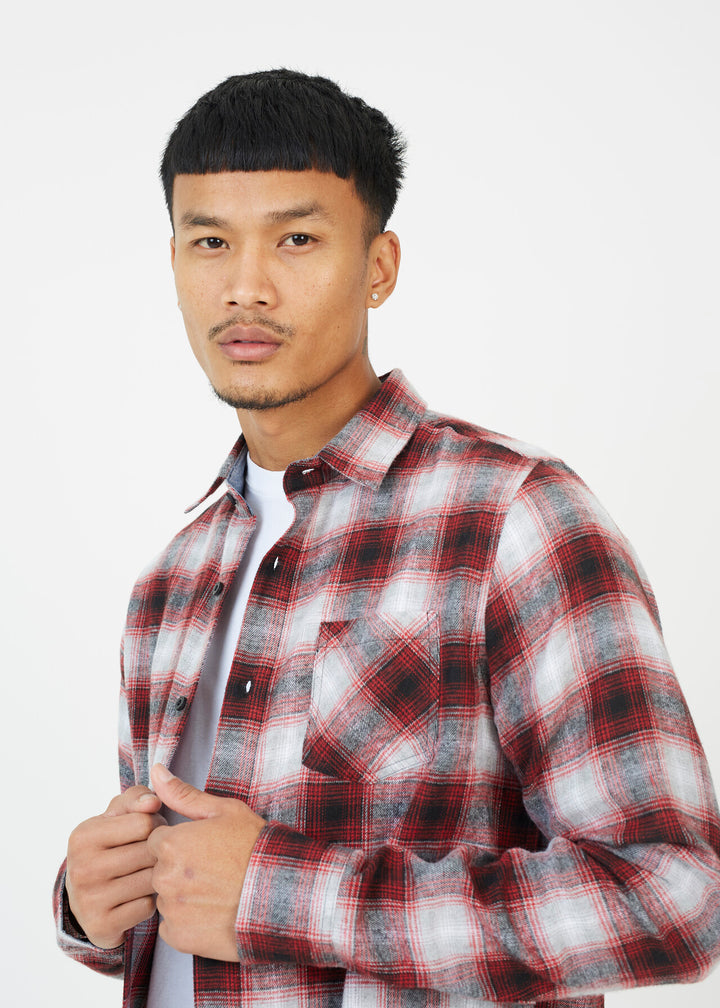 LONG SLEEVE YARN DYED CHECK SHIRT WITH CHEST POCKET