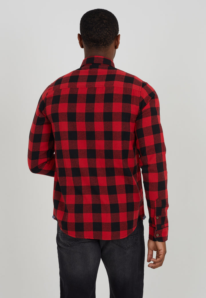 RED AND BLACK CHECK FLANNEL SHIRT