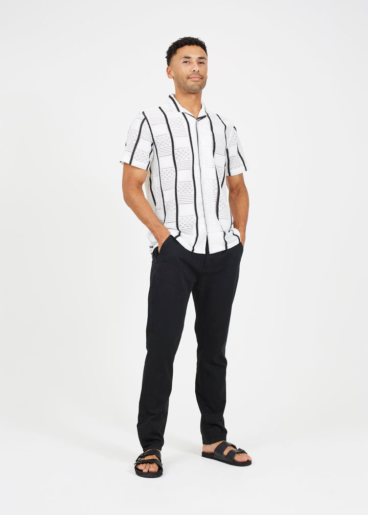 STRIPE PATTERNED TEXTURED SHIRT, WHITE/BLACK