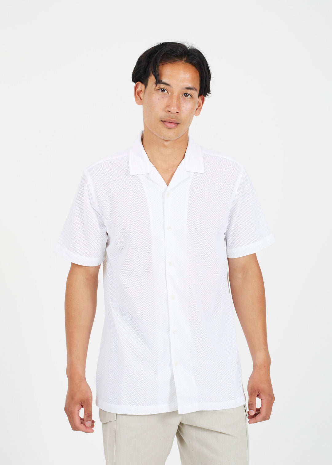 ZIG ZAG LACE REVERE COLLAR SHIRT
