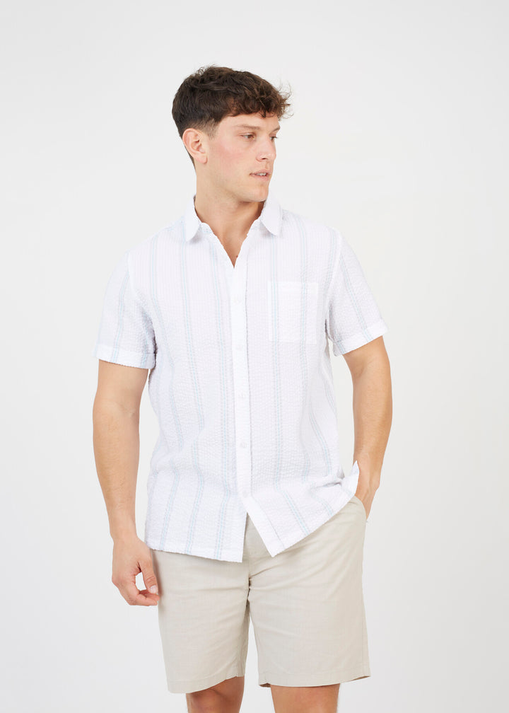 NEEDLE STITCH SUBTLE STRIPE BUTTON DOWN SHIRT