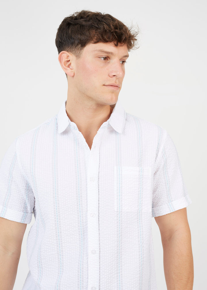 NEEDLE STITCH SUBTLE STRIPE BUTTON DOWN SHIRT