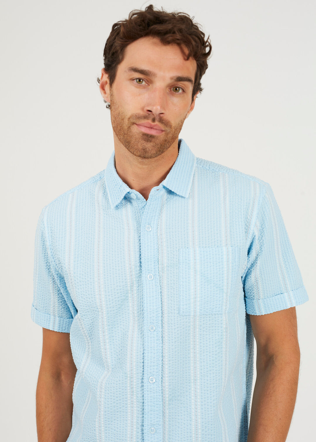 NEEDLE STITCH SUBTLE STRIPE BUTTON DOWN SHIRT