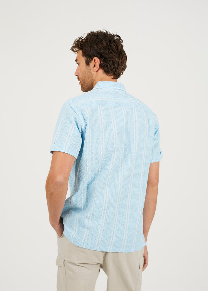 NEEDLE STITCH SUBTLE STRIPE BUTTON DOWN SHIRT