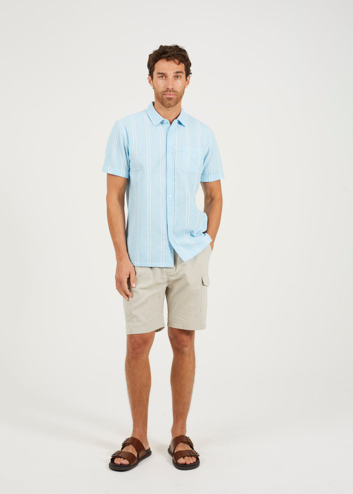 NEEDLE STITCH SUBTLE STRIPE BUTTON DOWN SHIRT