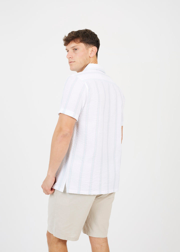 NEEDLE STITCH SUBTLE STRIPE BUTTON DOWN SHIRT